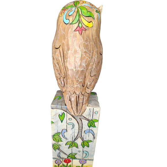 Jim Shore Heartwood Creek Owl on Post Pillar, Quilted Bird Country Cottagecore - Picture 2 of 6